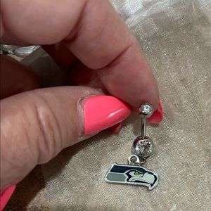 NWT SEAHAWK Bellybutton jewelry with rhinestones.